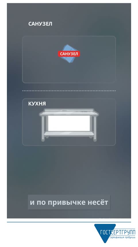 Кадр из ролика «Тряпка из санузла не должна путешествовать по кухне»